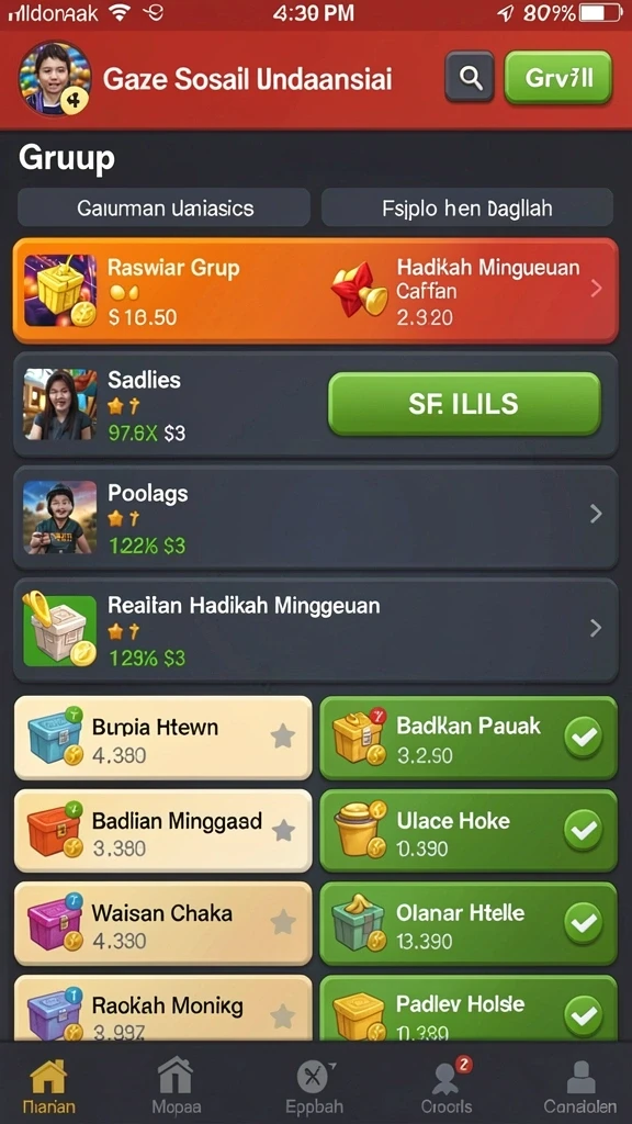 luckymino - Tampilan menu utama yang menarik dan mudah dinavigasi.